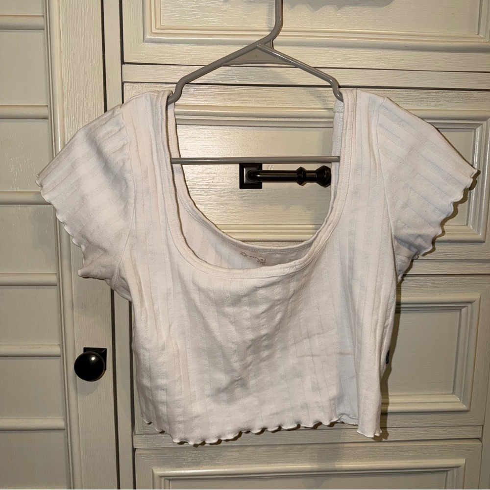 Aerie White Ribbed Crop Top